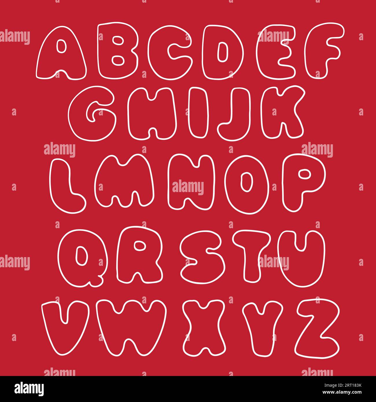 Stile doodle disegnato a mano delinea le lettere alfabetiche. Illustrazione Vettoriale