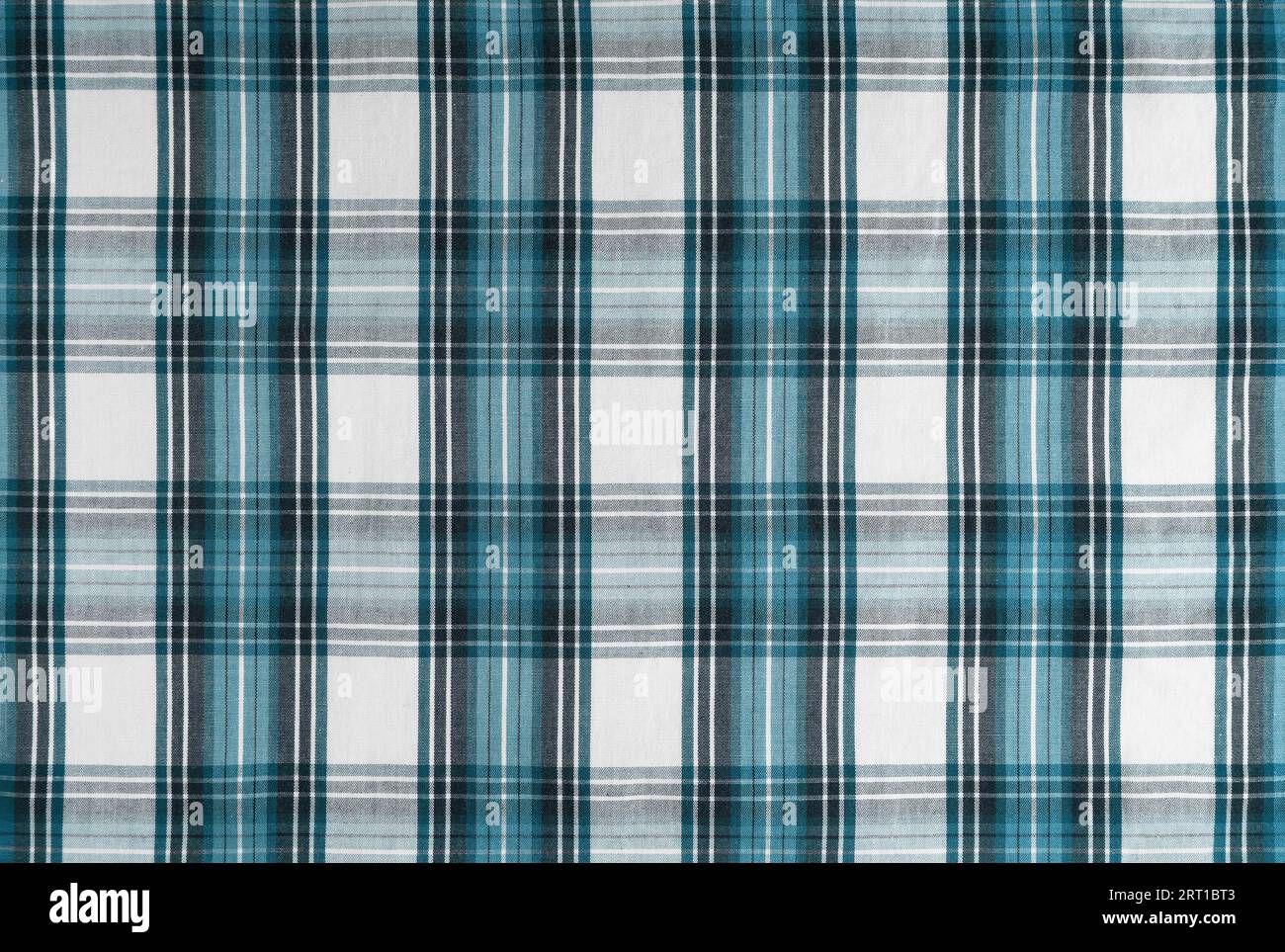 Tessuto turchese a scacchi, motivo tartan. Tessuto camicia, tessuto tovagliato, tela a quadri in lino, motivo a quadri scozzese classico. Sfondo, wal Foto Stock