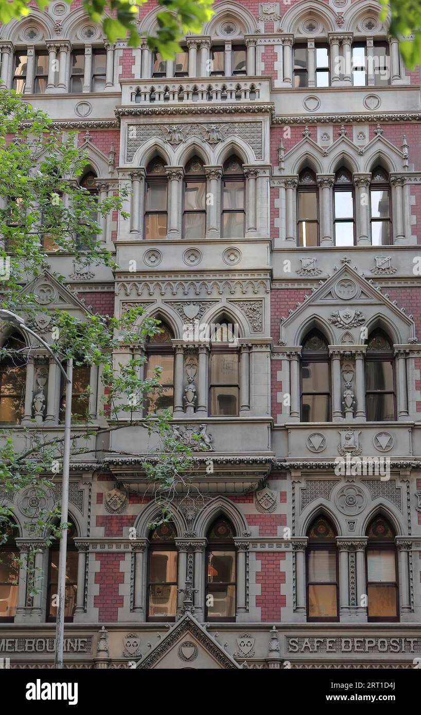 923 l'ex Safe Deposit Building in stile neogotico risalente al 1890 d.C. progettato da William Pitt. Melbourne-Australia. Foto Stock