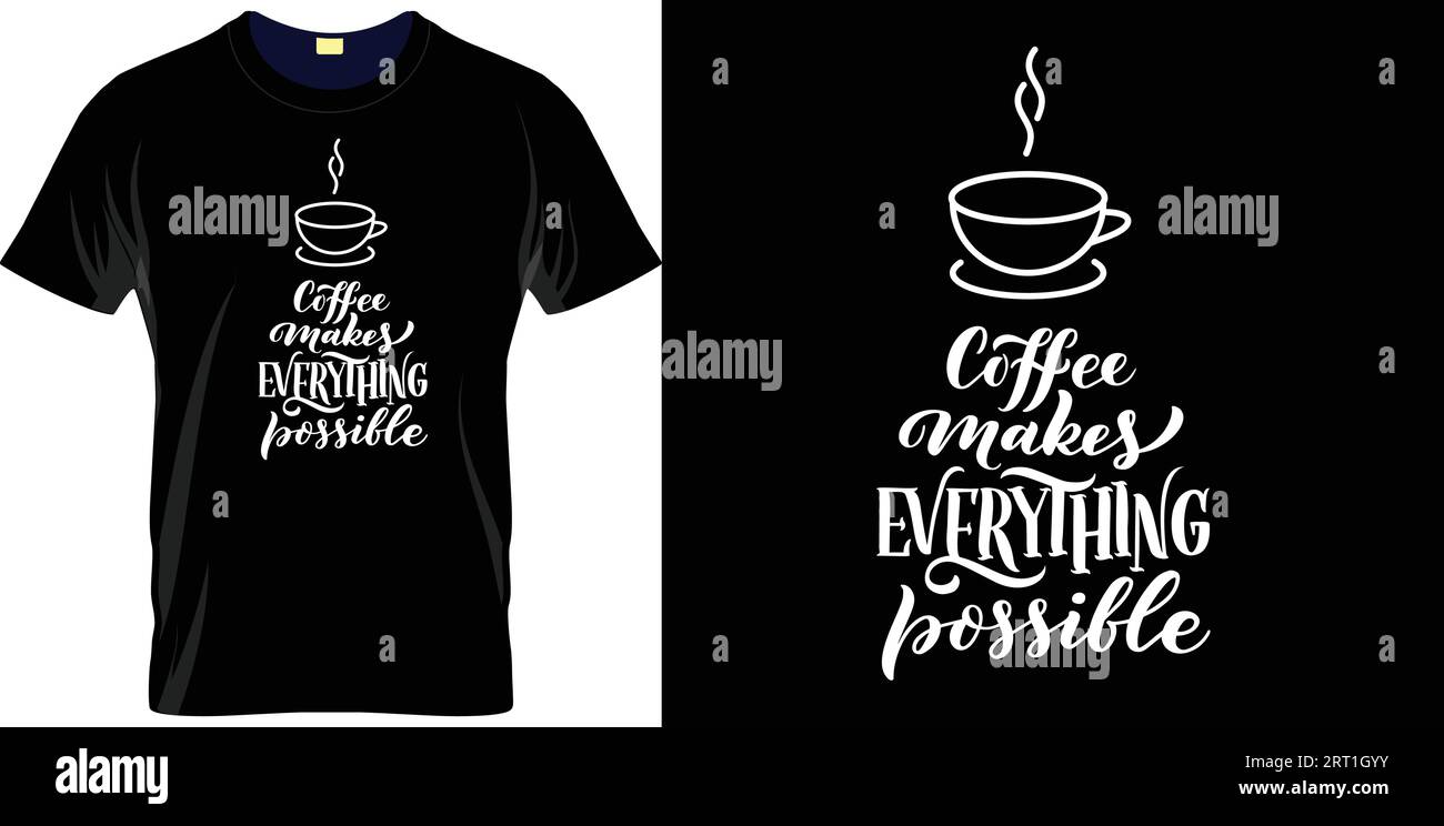 Macchina per il caffè, tipografia, t-shirt dal design vettoriale Illustrazione Vettoriale