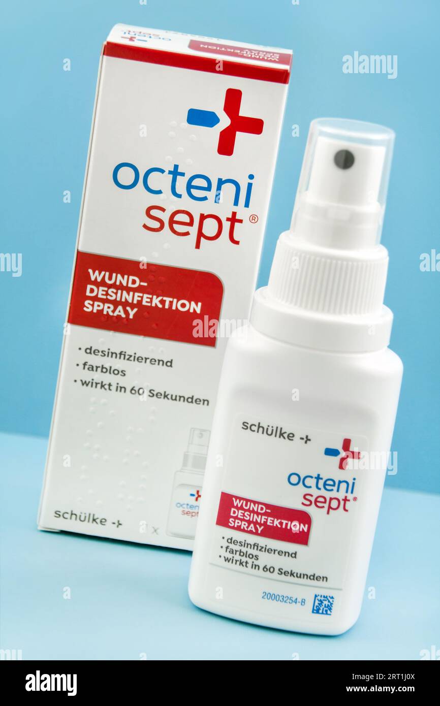 Octeni Sept Spray zur Desinfektion für die Haut von Schülke Foto Stock