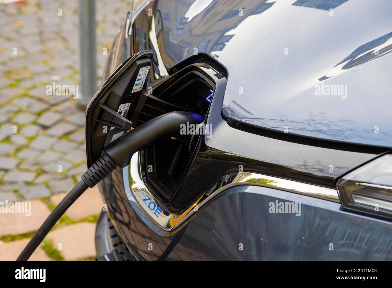 Punto di ricarica elettronica nel centro di Plauen Foto Stock