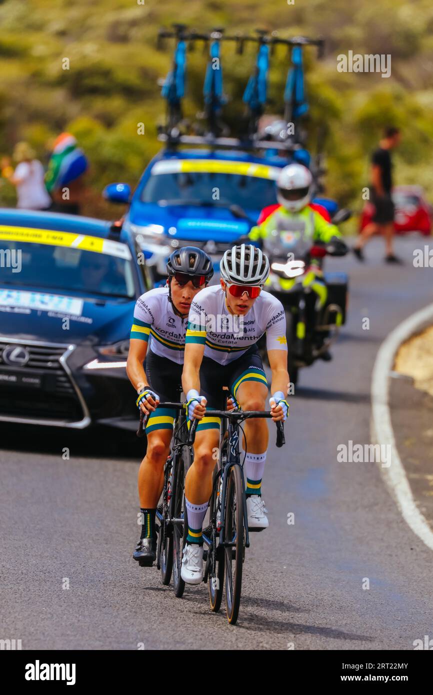 GEELONG, AUSTRALIA, 2 FEBBRAIO 2020: Carter Turnbull (AUS) ed Elliot Schultz (AUS) della Kordamentha Australian National Team durante la Cadel 2020 Foto Stock