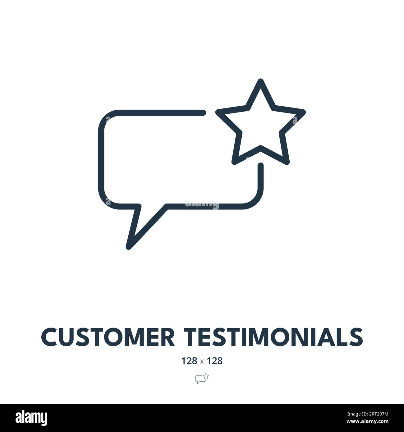 Icona testimonianze dei clienti. Feedback, revisione, valutazione. Tratto modificabile. Icona vettore semplice Illustrazione Vettoriale