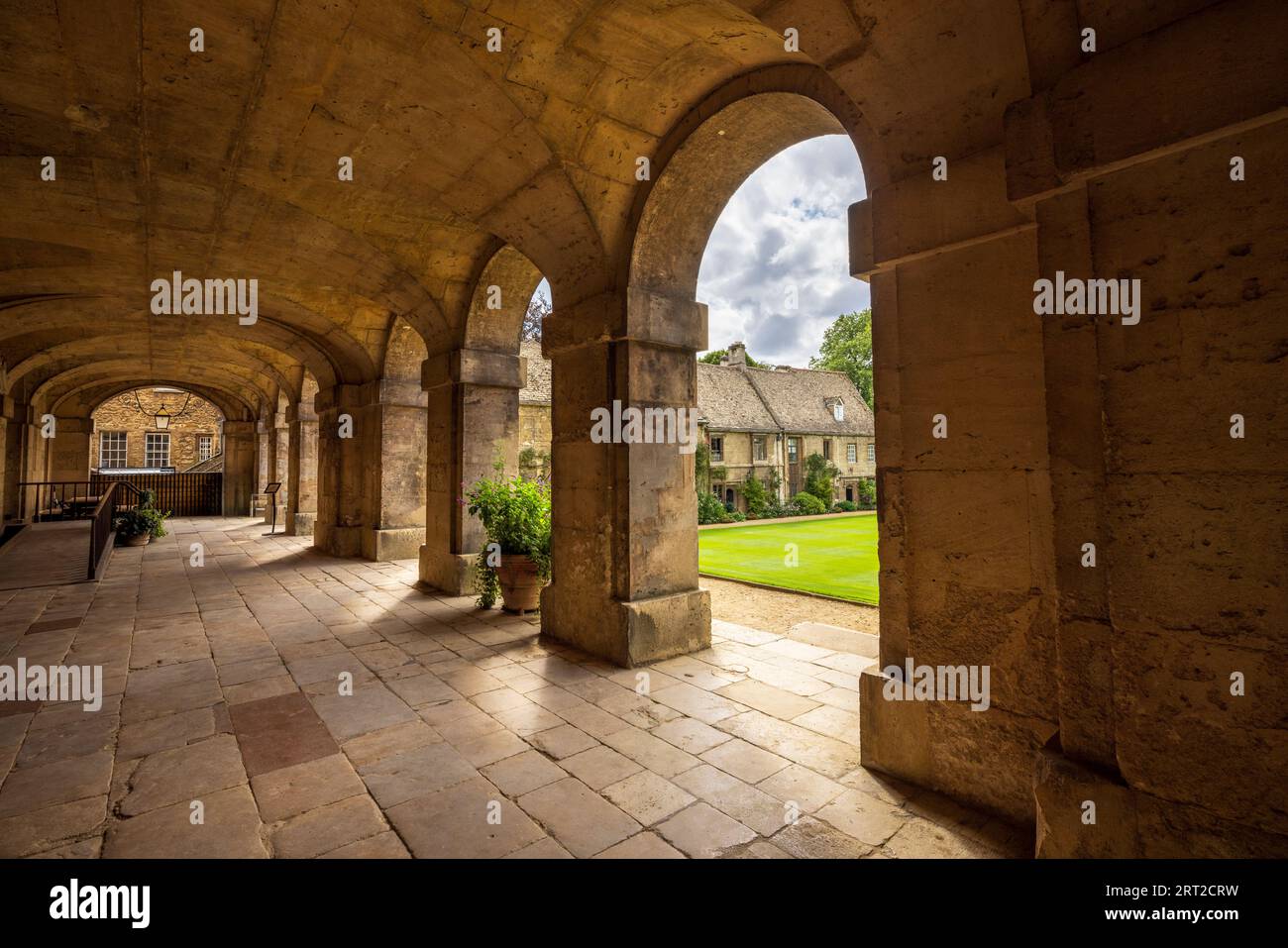 Ingresso al Quad presso il Worcester College, Oxford University, Oxfordshire, Inghilterra Foto Stock