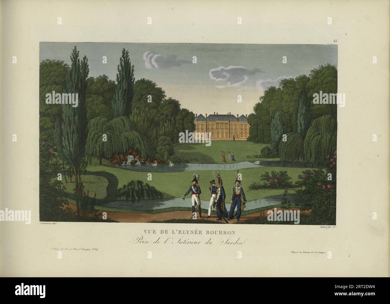 Vue de l'Elys&#xe9;e Bourbon, pry de l'int&#xe9;rieur du jardin , 1817-1824. Raccolta privata. Foto Stock