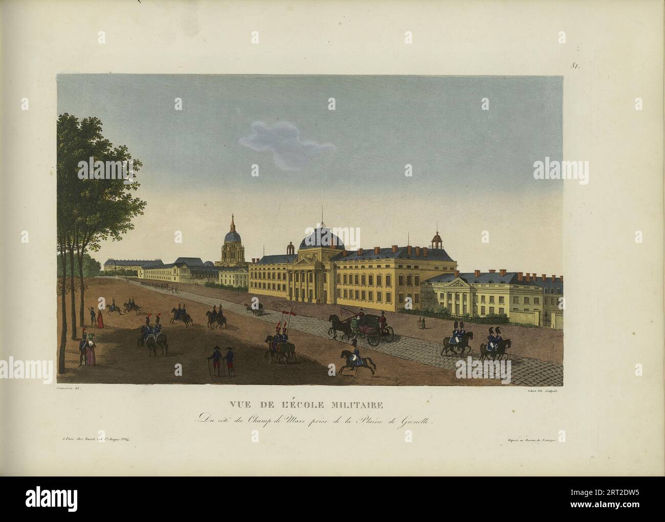 Vue de l'Ecole militaire, du c&#xf4;t&#xe9; du Champ-de-mars pry de la plaine de Grenelle, 1817-1824. Raccolta privata. Foto Stock