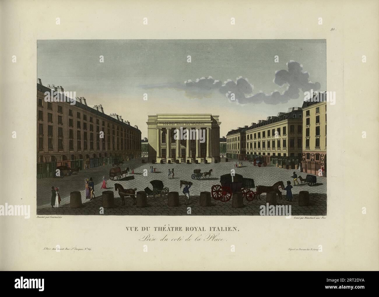 Vue du th&#xe9;&#xe2;tre Royal Italien, pry du c&#xf4;t&#xe9; de la Place, 1817-1824. Raccolta privata. Foto Stock