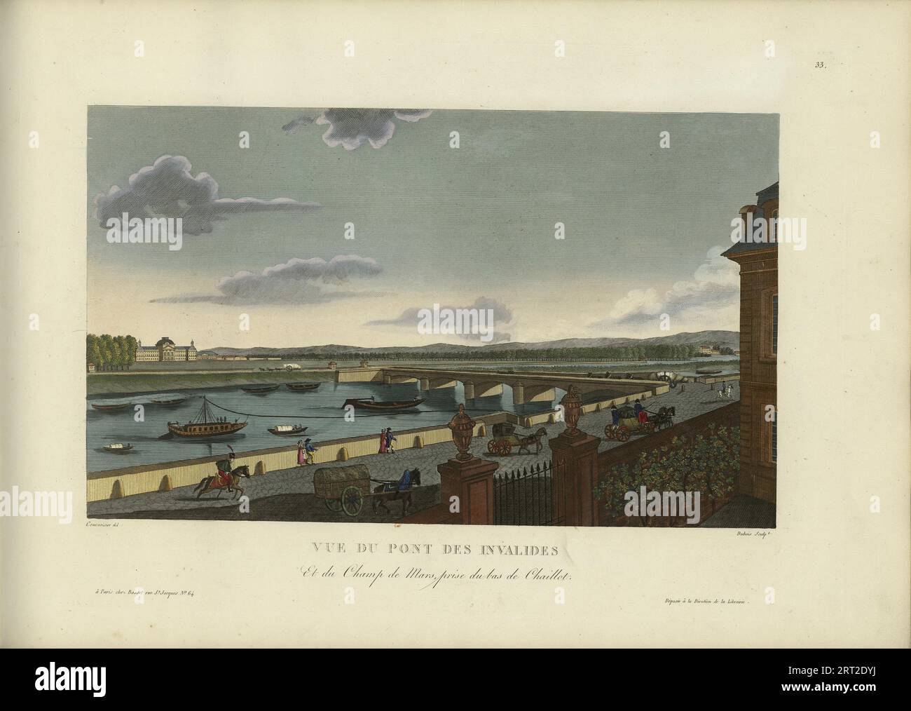 Vue du Pont des Invalides et du Champ-de-Mars, pry du bas de la colline de Chaillot, 1817-1824. Raccolta privata. Foto Stock