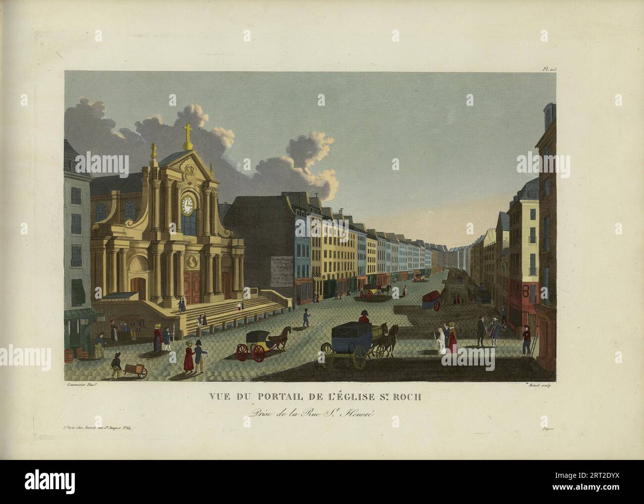 Vue du portail de l'&#xe9;Glise Saint-Roch, pry de la rue Saint-Honor&#xe9;, 1817-1824. Raccolta privata. Foto Stock