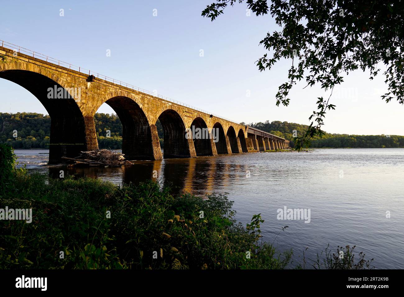Shocks Bridge lungo il NW Lancaster County River Trail in Pennsylvania Foto Stock