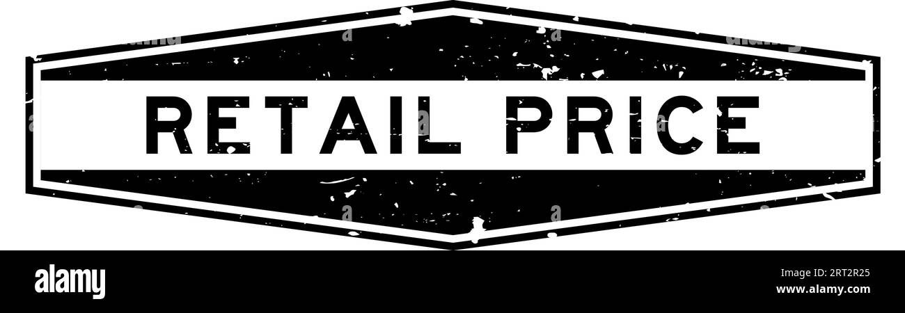 Prezzo al dettaglio grunge nero timbro guarnizione in gomma esagonale su sfondo bianco Illustrazione Vettoriale