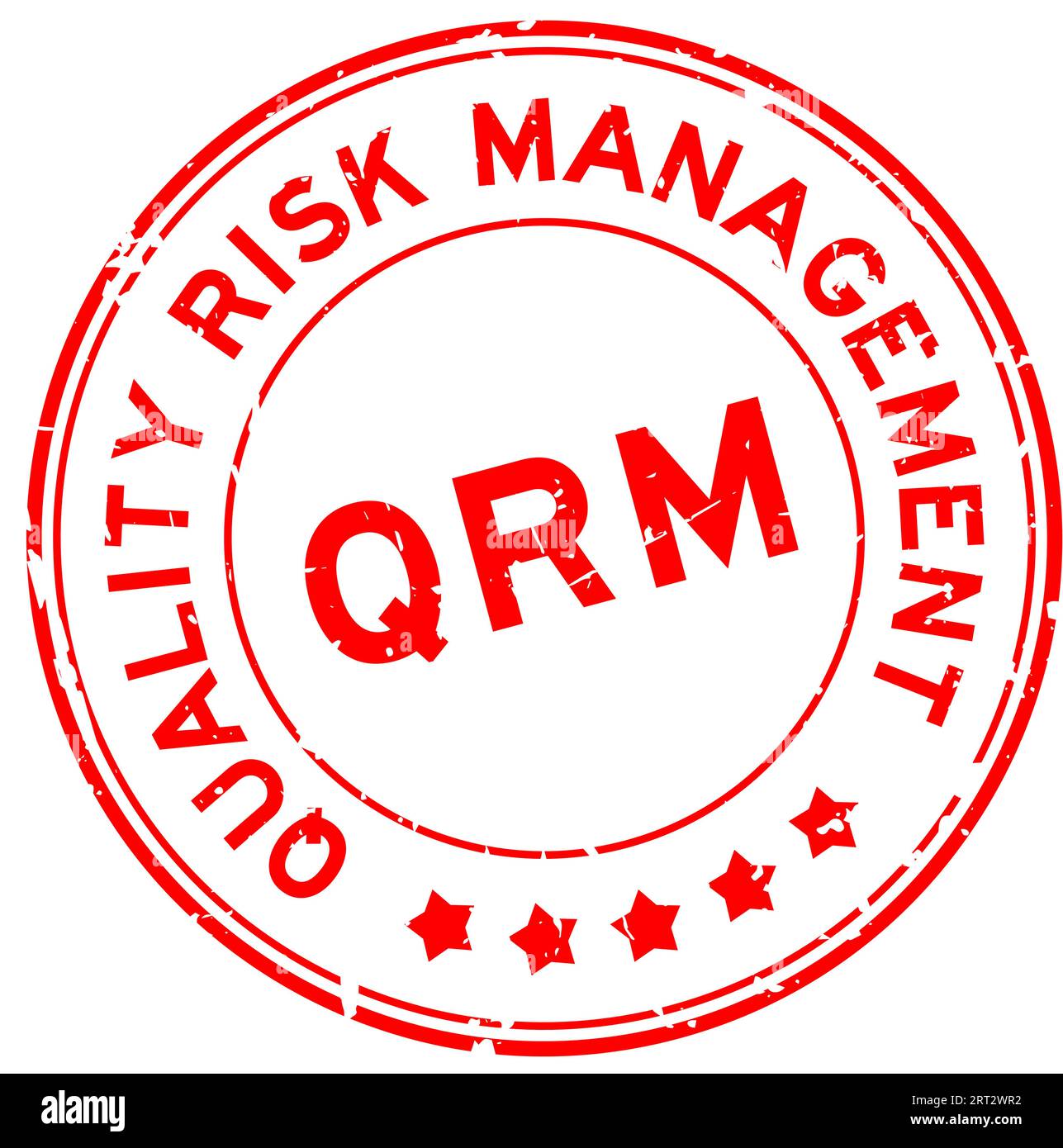Sigillo in gomma rotondo QRM Quality Risk Management nero grunge su sfondo bianco Illustrazione Vettoriale