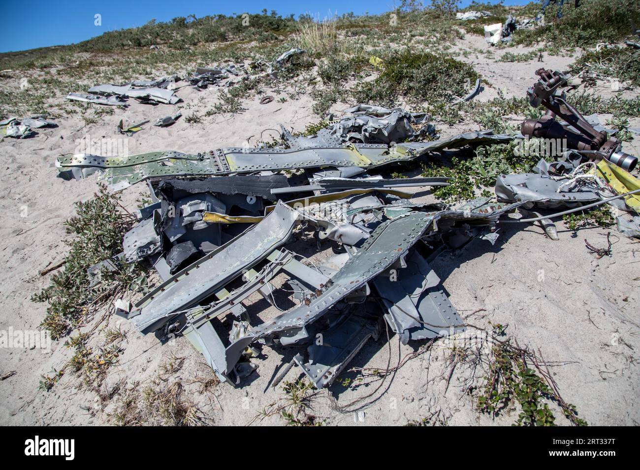 Kangerlussuaq, Groenlandia, 13 luglio 2018: Naufragio di un aereo da combattimento americano che si è schiantato nel 1968 Foto Stock