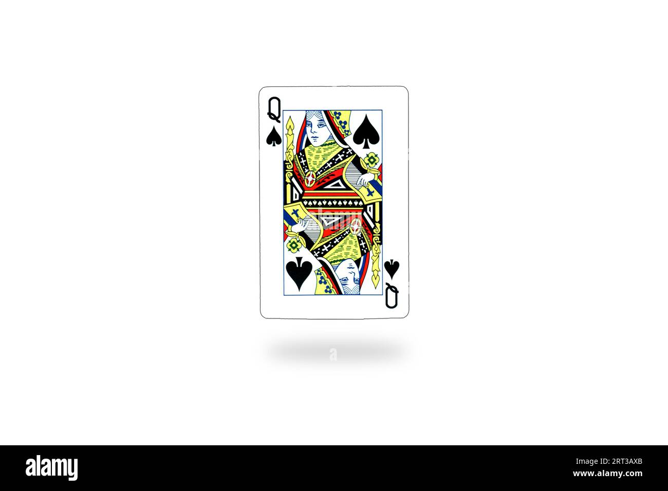 Carta da gioco Regina con sfondo bianco semplice Foto Stock