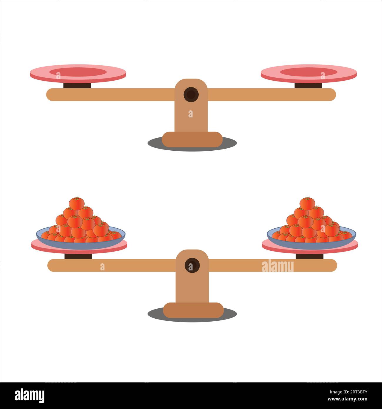 Confronto del peso in uno stile minimale dei cartoni animati, mostrando una situazione sbilanciata con bilanciamento su una sega. Illustrazione vettoriale. Illustrazione Vettoriale