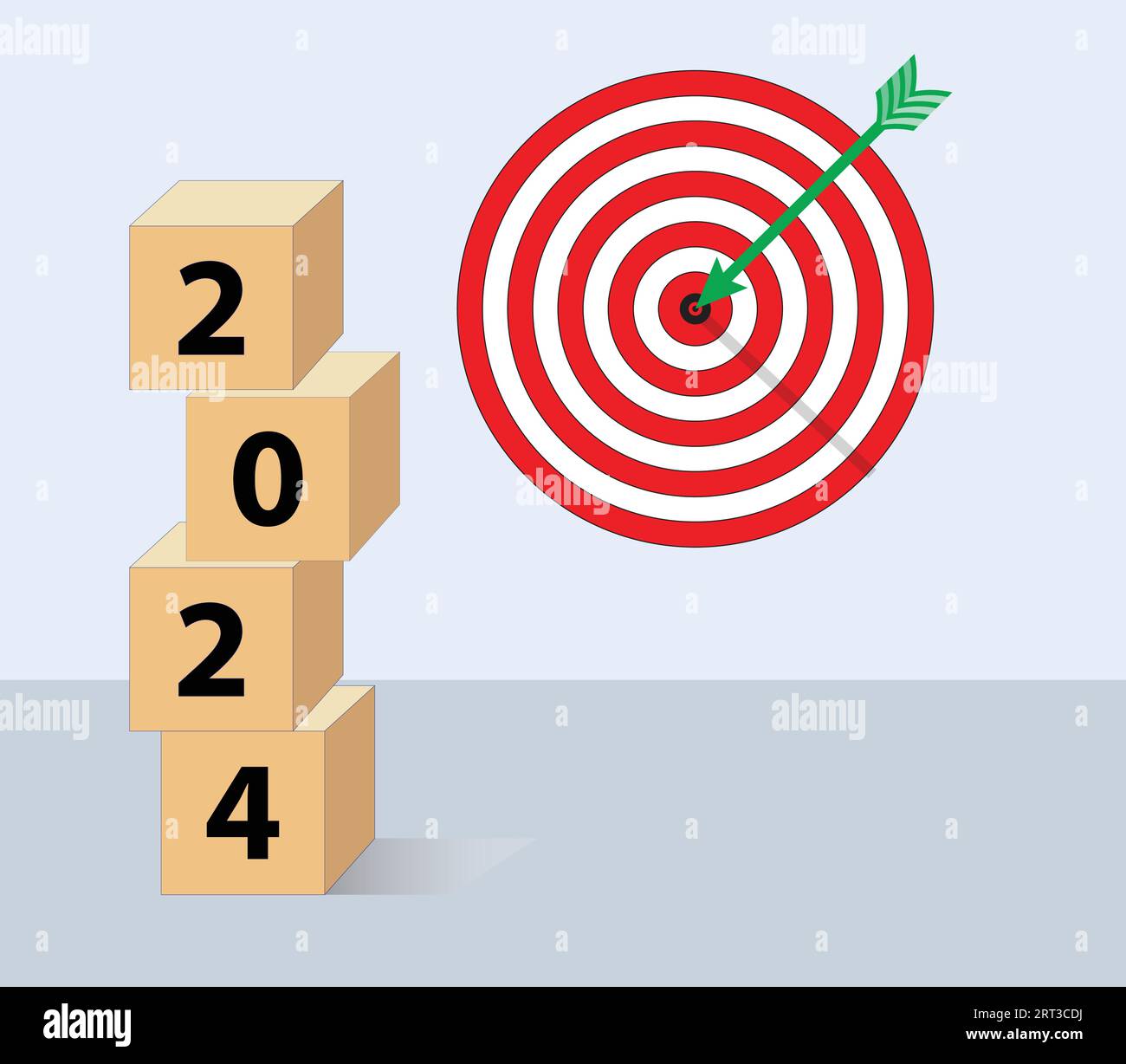 banner business concept. Il numero di 2024 anni con Target. Pianificazione dei concetti di obiettivi e successo.obiettivi aziendali e finanziari. Concetto di successo. vettore Illustrazione Vettoriale