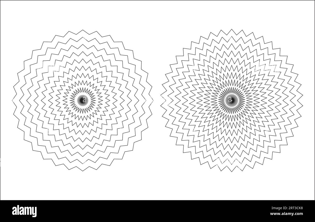 Elementi circolari concentrici. Elemento per grafica web design, modello per stampa, tessuto, involucro, decorazione, motivi grafici astratti senza cuciture. Illustrazione Vettoriale