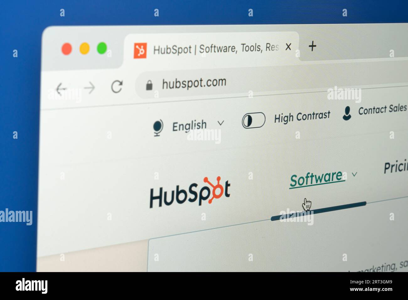 Ostersund, Svezia - 10 giugno 2023: Sito Web HubSpot su schermo di un computer. HubSpot è uno sviluppatore e marketer americano di prodotti software. Foto Stock