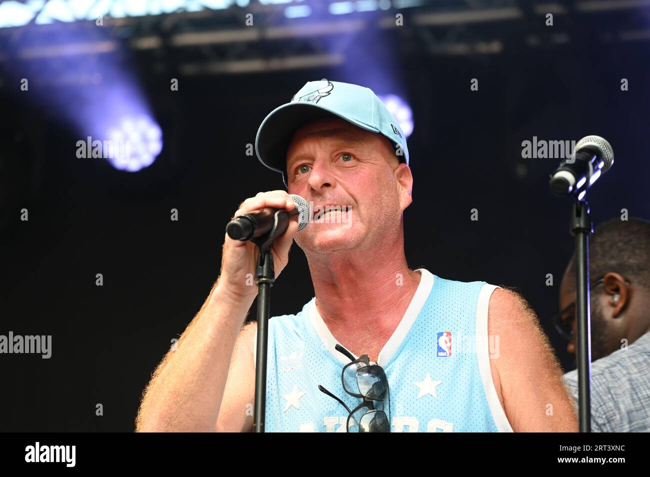 Camden Town, Londra, Regno Unito. 9 settembre 2023. Lo speaker Lee Bennett alla Music Walk of Fame - Camden Music Festival, Londra, Regno Unito. Credito: Vedere li/Picture Capital/Alamy Live News Foto Stock