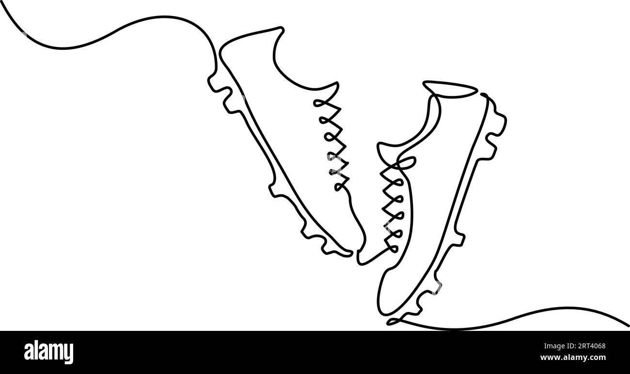 Stivali da rugby. Icona della scarpa da baseball. Disegno semplice tratto modificabile. Disegno continuo a una linea. Illustrazione vettoriale grafica di contorno Illustrazione Vettoriale