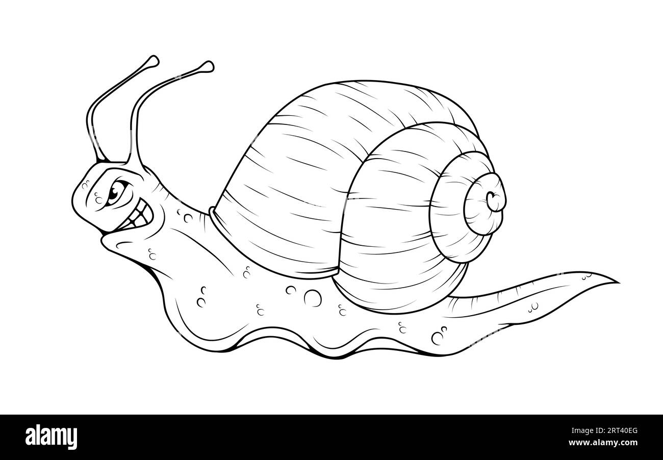 Angry Snail. Illustrazione vettoriale di una lumaca dei cartoni animati Illustrazione Vettoriale