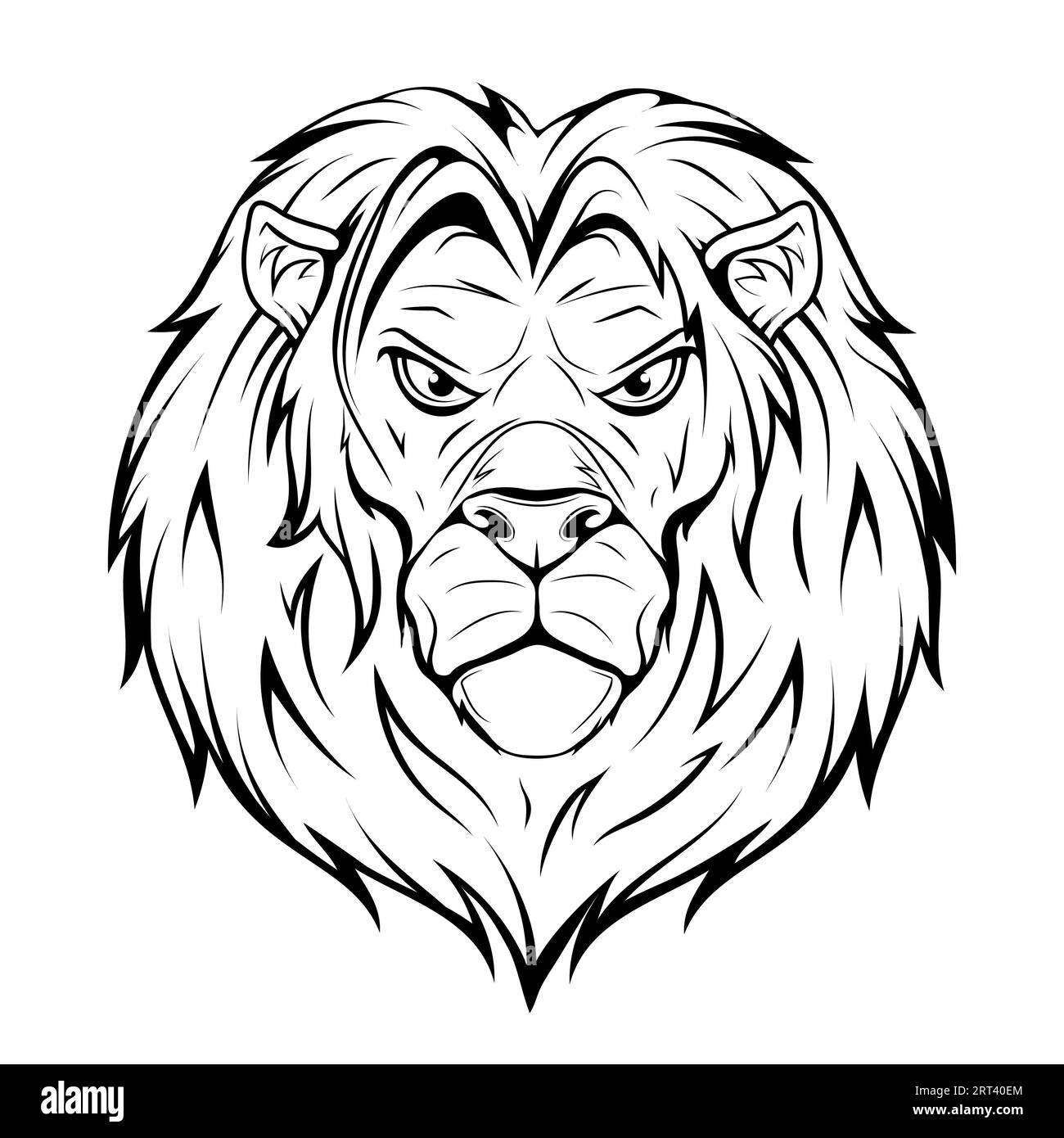 Angry Royal Lion. Illustrazione vettoriale di un animale selvatico. Re dei leoni arrabbiato Illustrazione Vettoriale