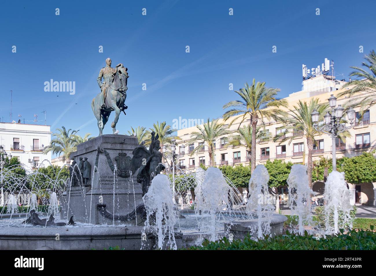 Monumento a Miguel primo de Rivera in Plaza del Arenal a Jerez de la Frontera, Andalusia, Spagna Foto Stock