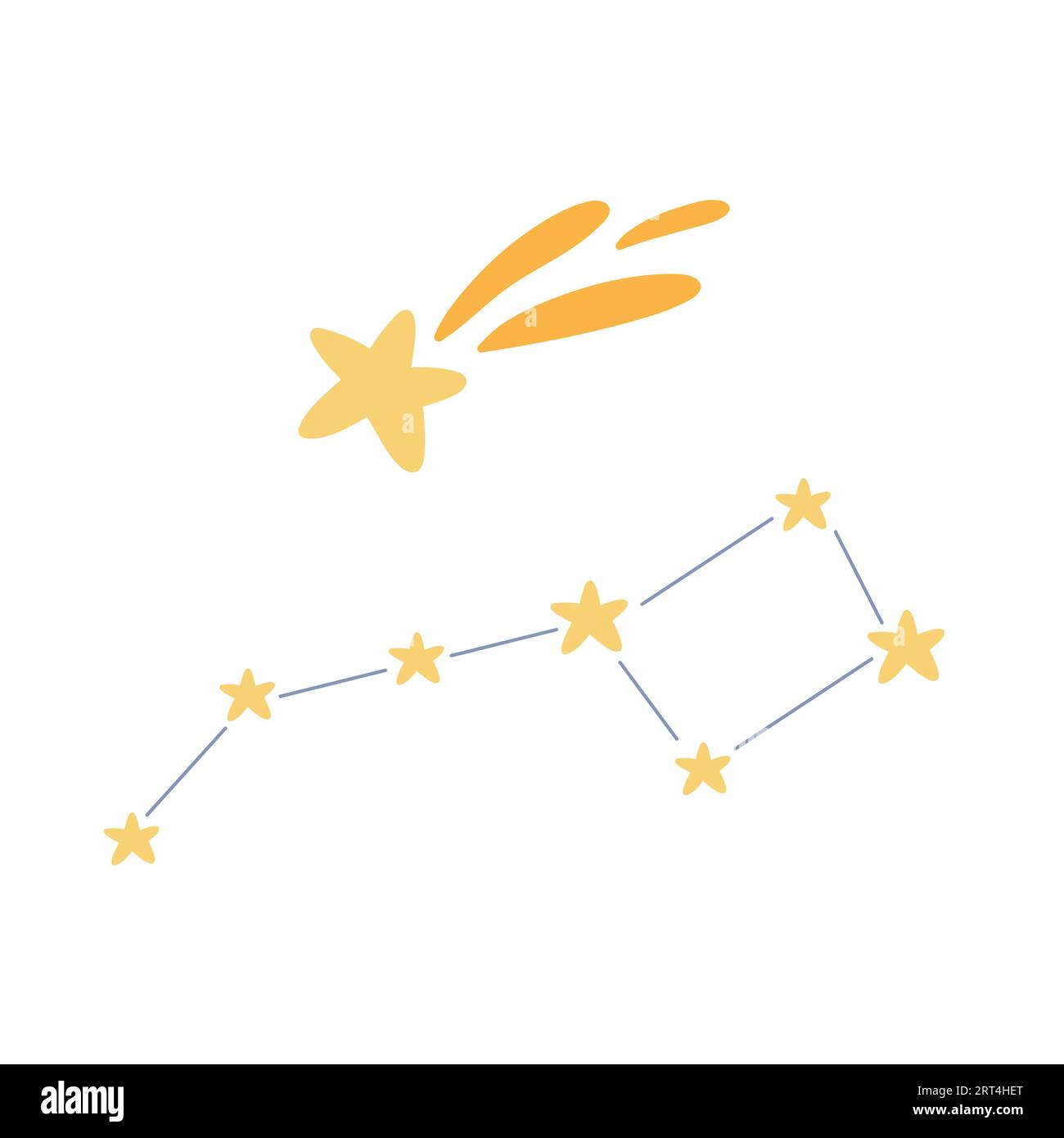 Carina costellazione di stelle. Stelle cadenti e comete con le code illustrazioni vettoriali dei cartoni animati Illustrazione Vettoriale