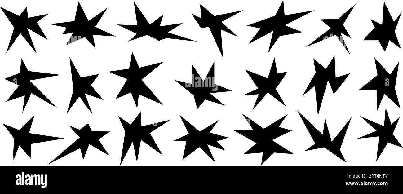 Set di forme irregolari nitide nere. Raccolta di elementi geometrici astratti e spigolosi. Confezione di moduli angolari asimmetrici per striscioni, collage, poster, adesivi. Vettore del pacchetto di progettazione. Illustrazione Vettoriale