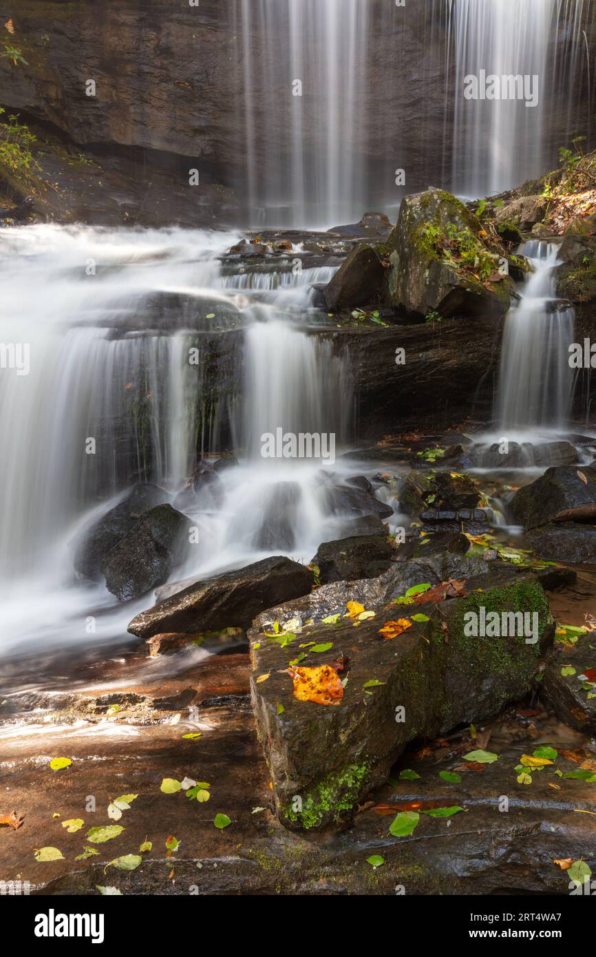 Grassy Creek Falls, piccola Svizzera, Carolina del Nord Foto Stock