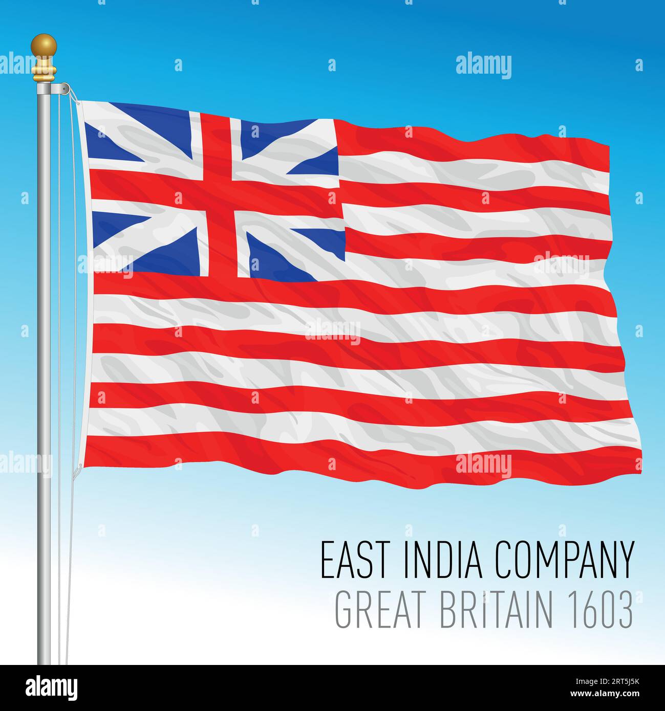 British East India Company Historic Waving flag, Regno Unito, 1603, illustrazione vettoriale Illustrazione Vettoriale