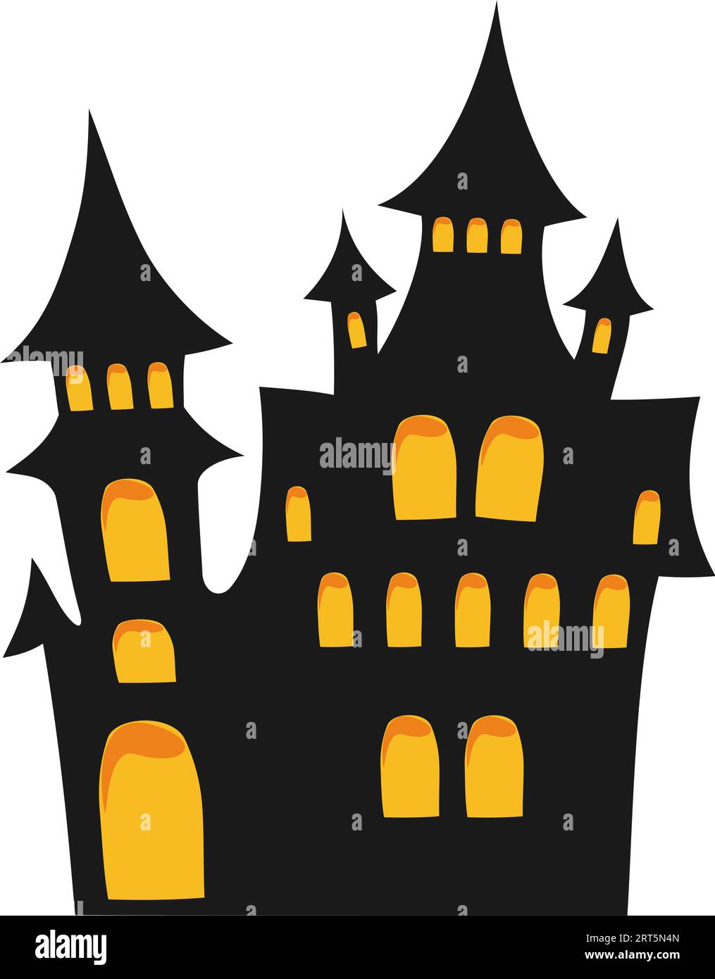 Black halloween horror House. Decorazioni per festeggiare Halloween. Modello grafico isolato. Illustrazione vettoriale. Illustrazione Vettoriale