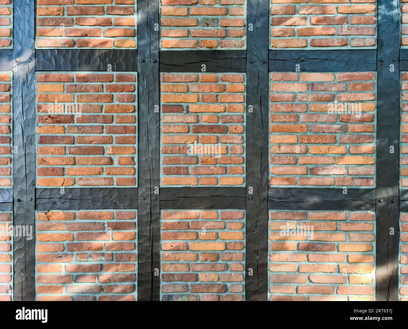 Splendida struttura di muri in mattoni d'epoca metà in legno trovati in Germania Foto Stock