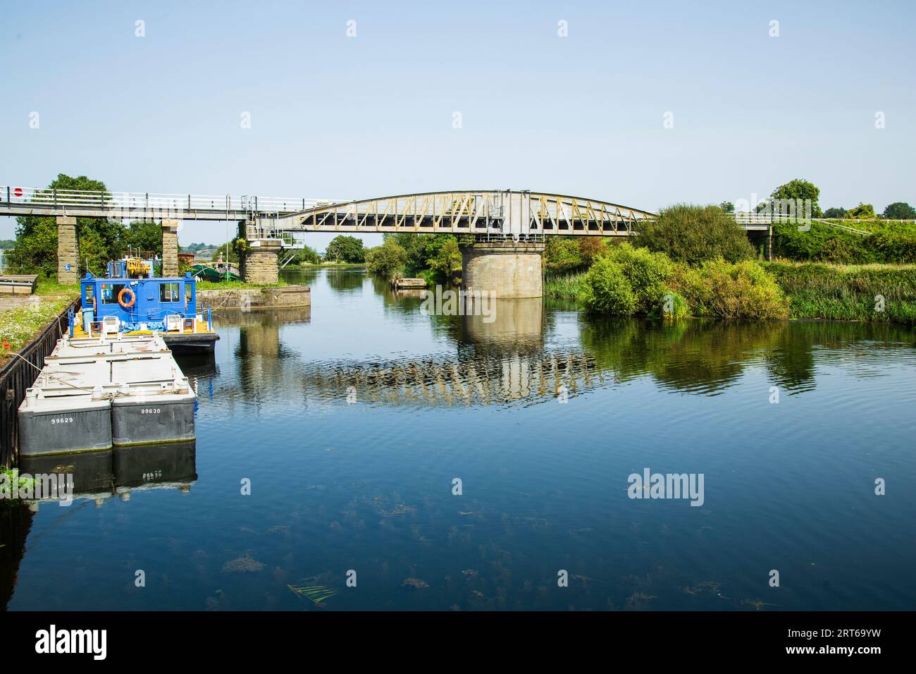 Swing Bridge on the Sharpness and Gloucester Canal, , Sharpness Docks, Gloucestershire, UK Foto Stock