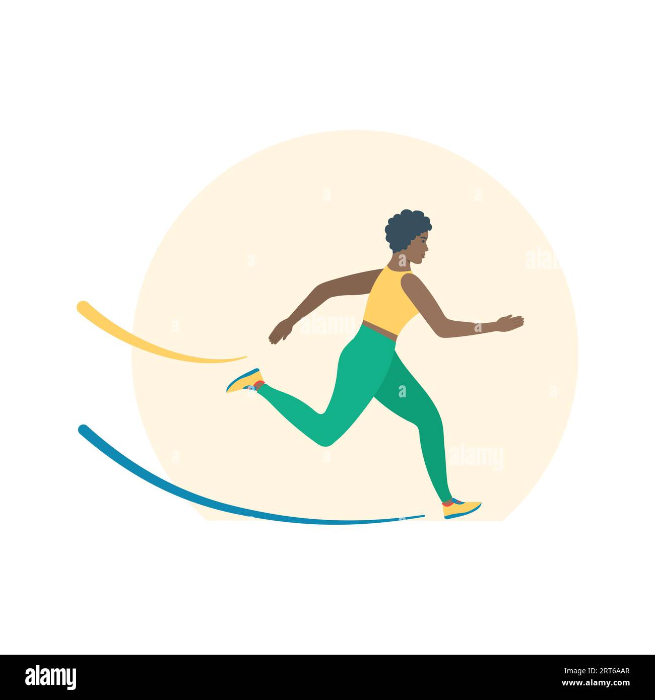 Donna nera che corre in una maratona Illustrazione Vettoriale