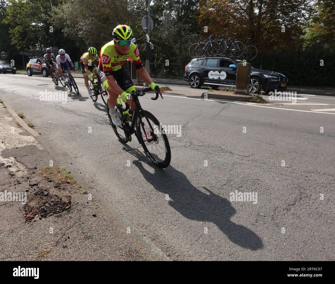 Dimitri Peyskens BEL DEL Bengala WB Team durante il Tour of Britain 2023 tappa sei Southend on Sea a Harlow , Rockford Essex l'8 settembre 2023 Foto Stock