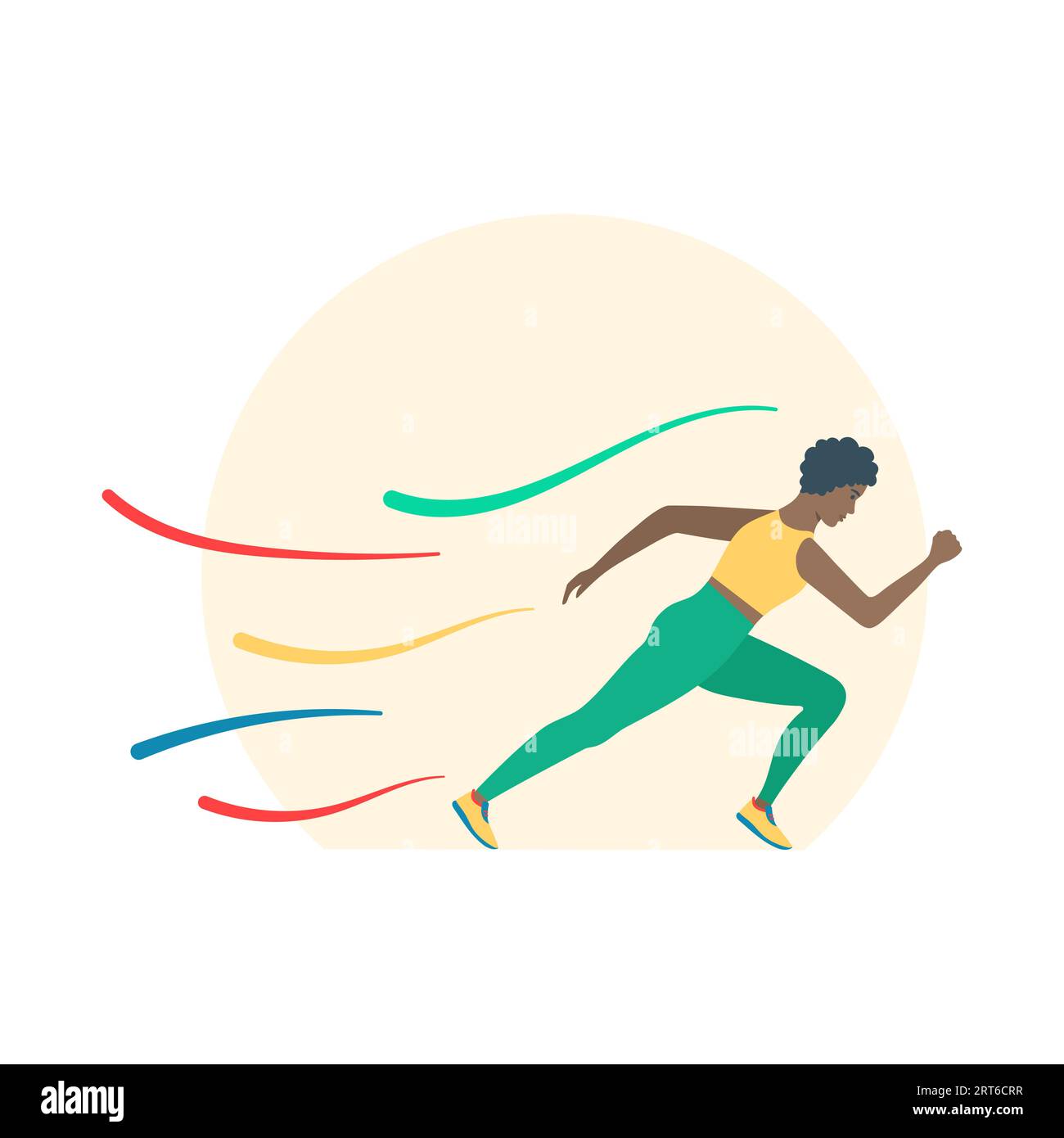 Donna nera che corre in una gara di sprint Illustrazione Vettoriale