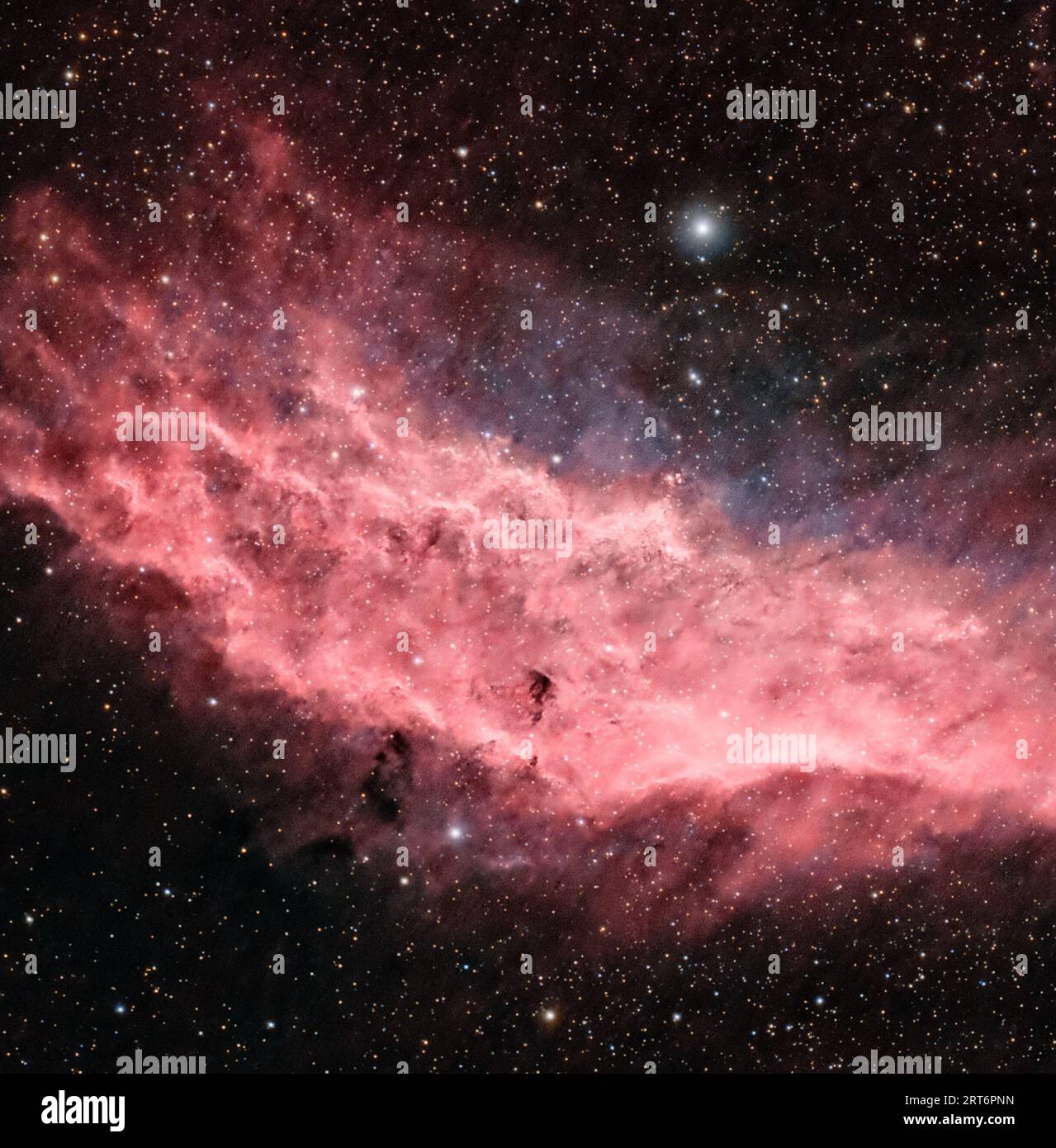 Entra nell'affascinante regno della Nebulosa californiana, uno squisito capolavoro celeste trovato nella costellazione di Perseo. Foto Stock