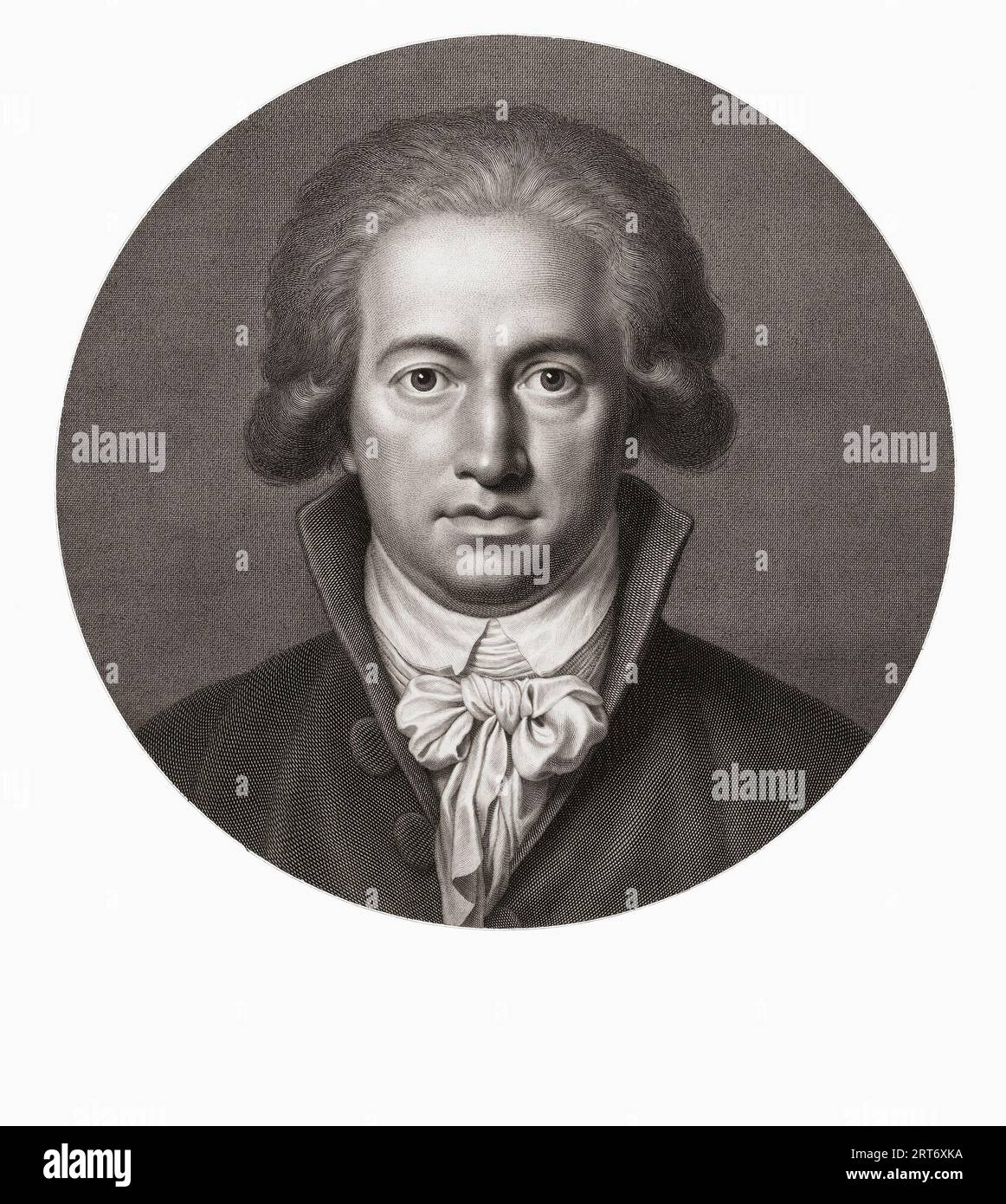 Johann Wolfgang von Goethe, 1749 - 1832. Poeta tedesco, romanziere, drammaturgo, filosofo naturale, diplomatico e funzionario pubblico. Dopo una stampa contemporanea. Foto Stock