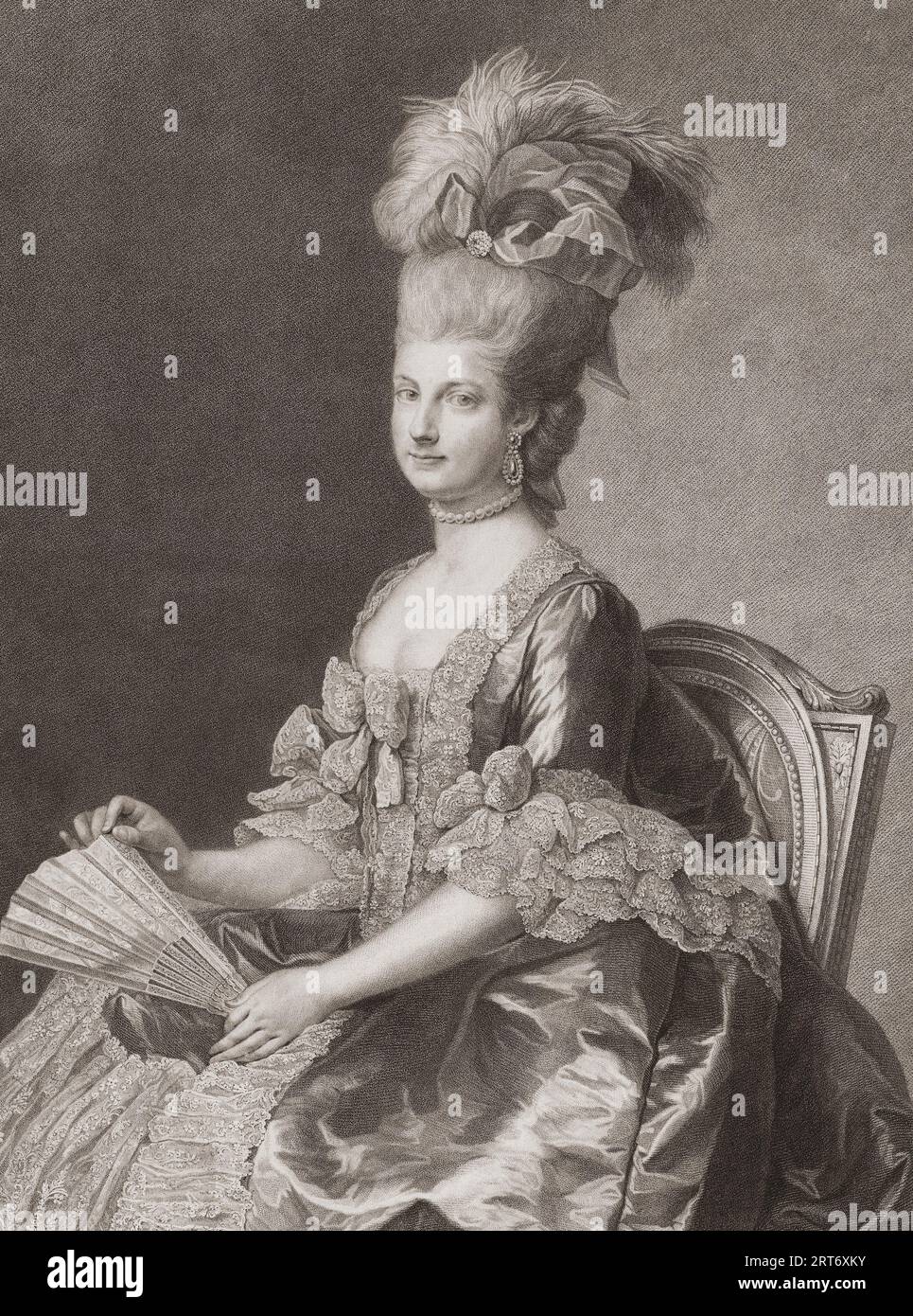 Maria Cristina, Duchessa di Teschen, 1742 - 1798. Insieme a suo marito, il principe Alberto di Sassonia, fu governatore dei Paesi Bassi austriaci. Da un'impronta di Francesco Bartolozzi. Foto Stock