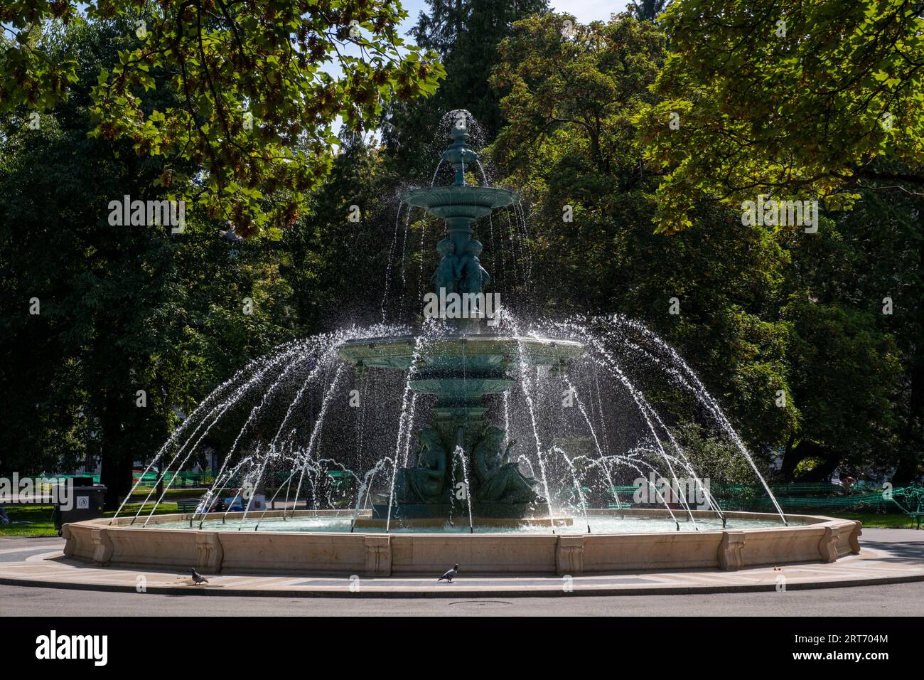 Jardin Anglais, Fontana, centro di Ginevra, Svizzera Foto Stock