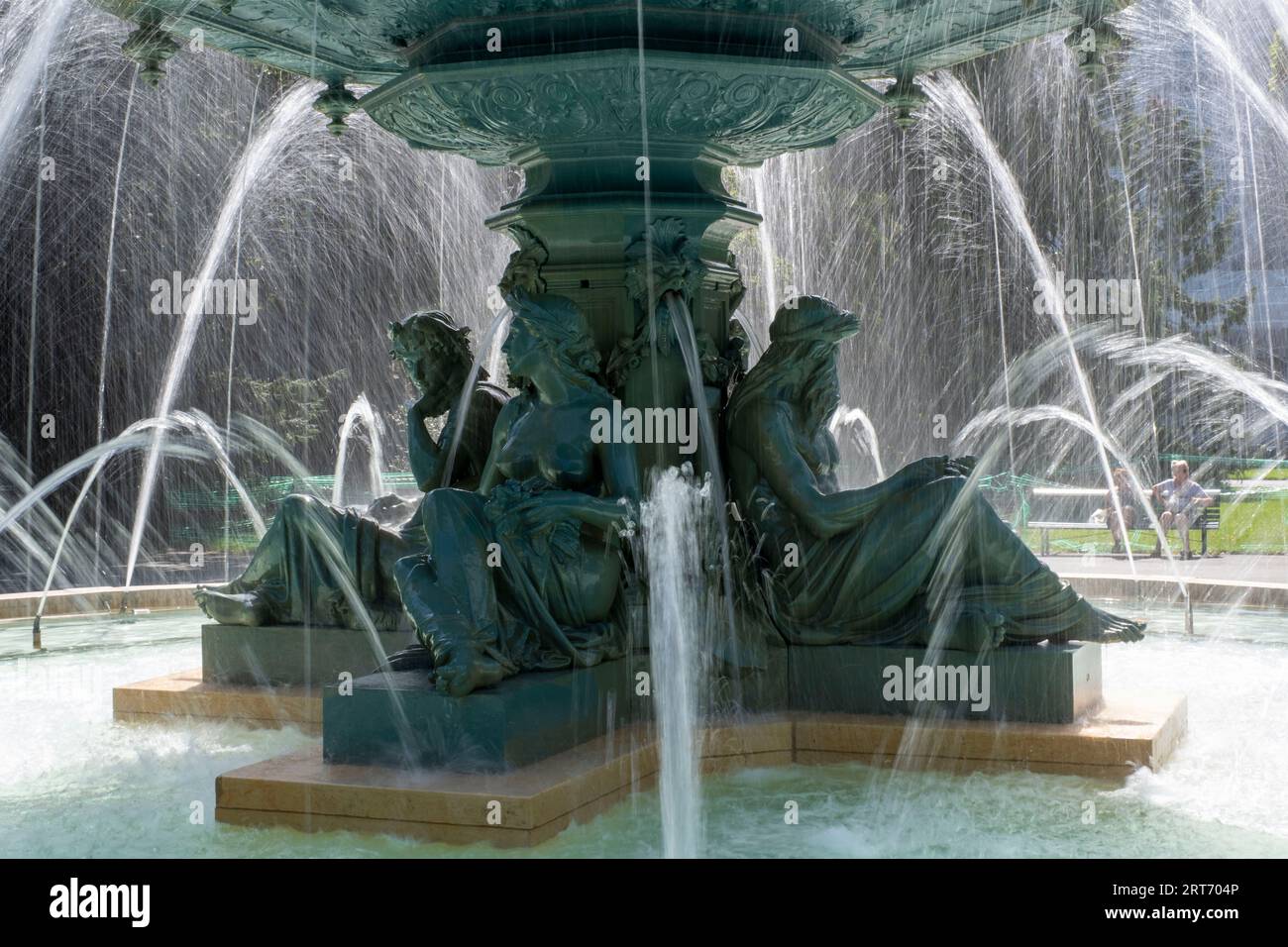 Jardin Anglais, Fontana, centro di Ginevra, Svizzera Foto Stock