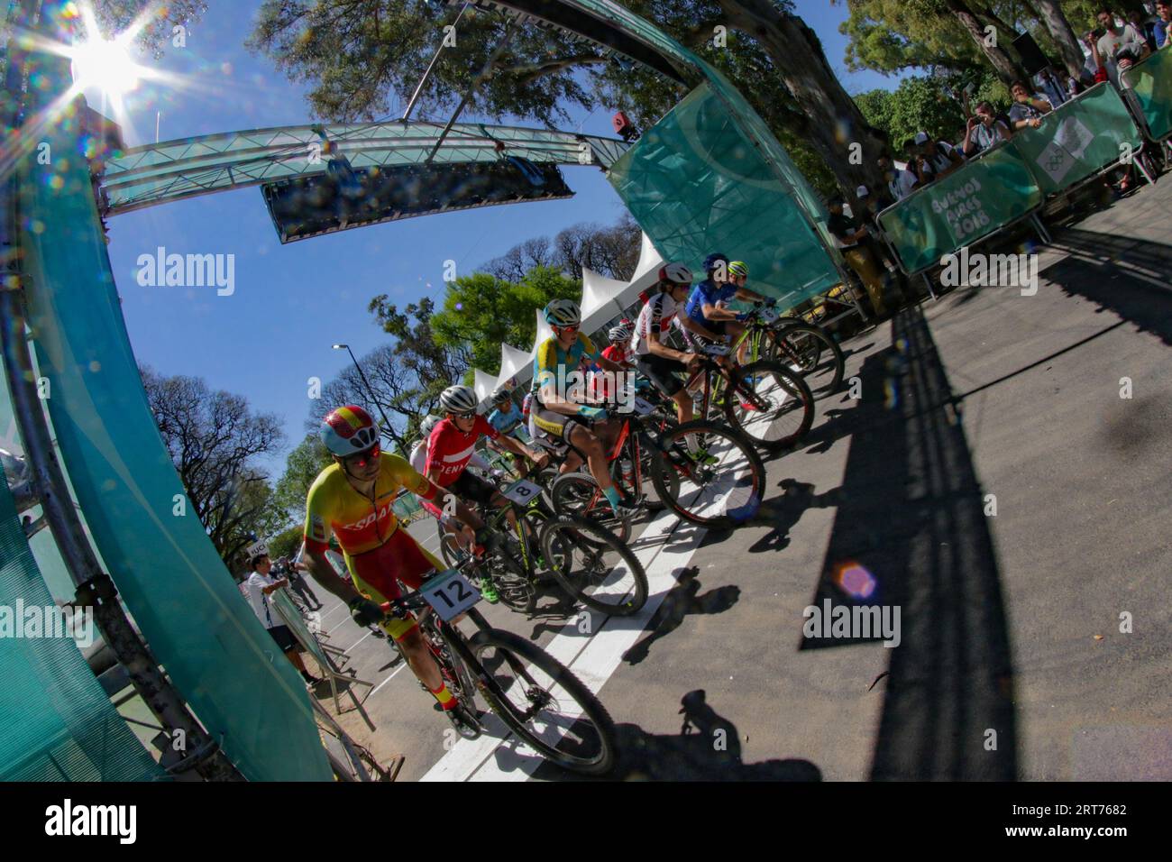 Buenos Aires, Argentina, 16 ottobre 2018, gara di BMX ai Giochi olimpici mondiali giovanili di Buenos Aires (foto: Néstor J. Beremblum) Foto Stock