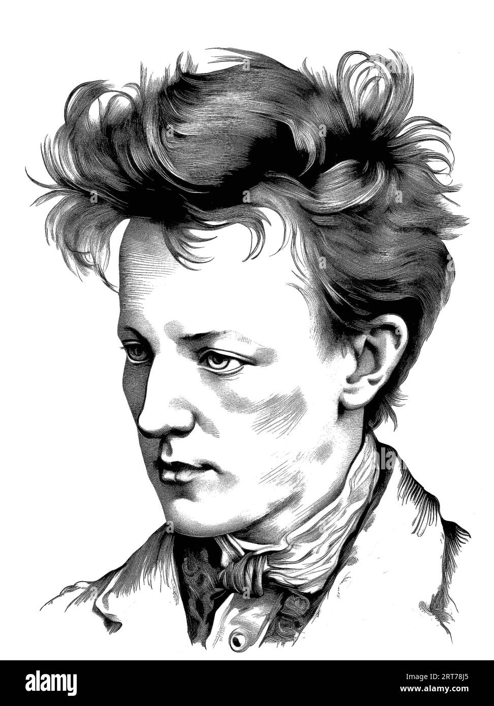 Cartone animato del poeta francese Arthur Rimbaud Illustrazione Vettoriale