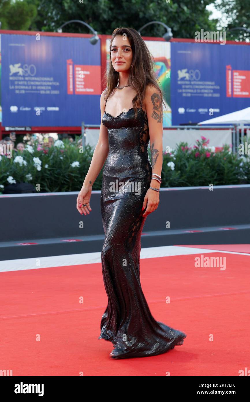 VENEZIA, ITALIA - 08 settembre: Levante partecipa a un Red carpet per il film "Hors-Saison (fuori stagione)" alla 80° Mostra Internazionale d'Arte cinematografica di Venezia l'8 settembre 2023 a Venezia, Italia. (Foto di Mark Cape/Insidefoto) Foto Stock