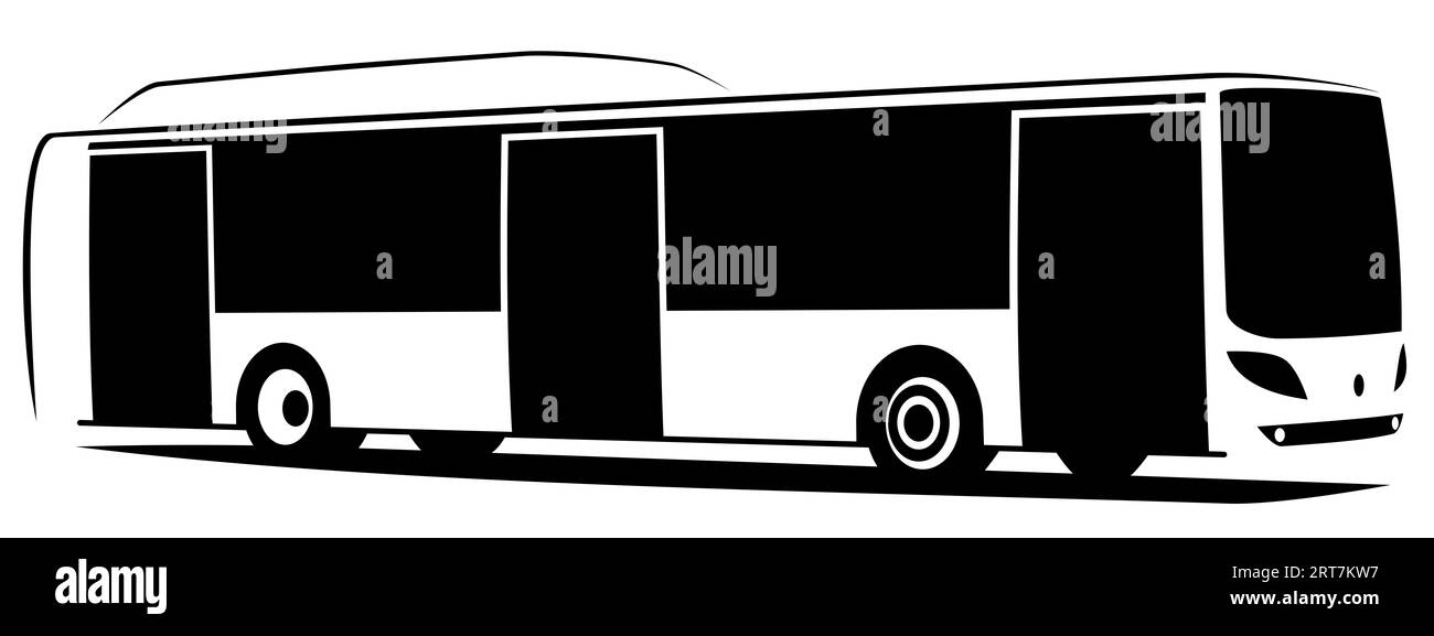 Illustrazione vettoriale di un autobus cittadino a tre porte. Utilizza una sorta di carburante alternativo come il GNC, l'elettricità o l'idrogeno Foto Stock