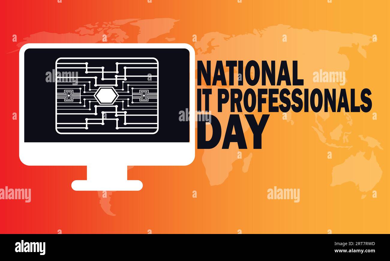 Illustrazione vettoriale del National IT Professionals Day. Concetto di vacanza. Modello per sfondo, banner, scheda, poster con iscrizione di testo. Illustrazione Vettoriale