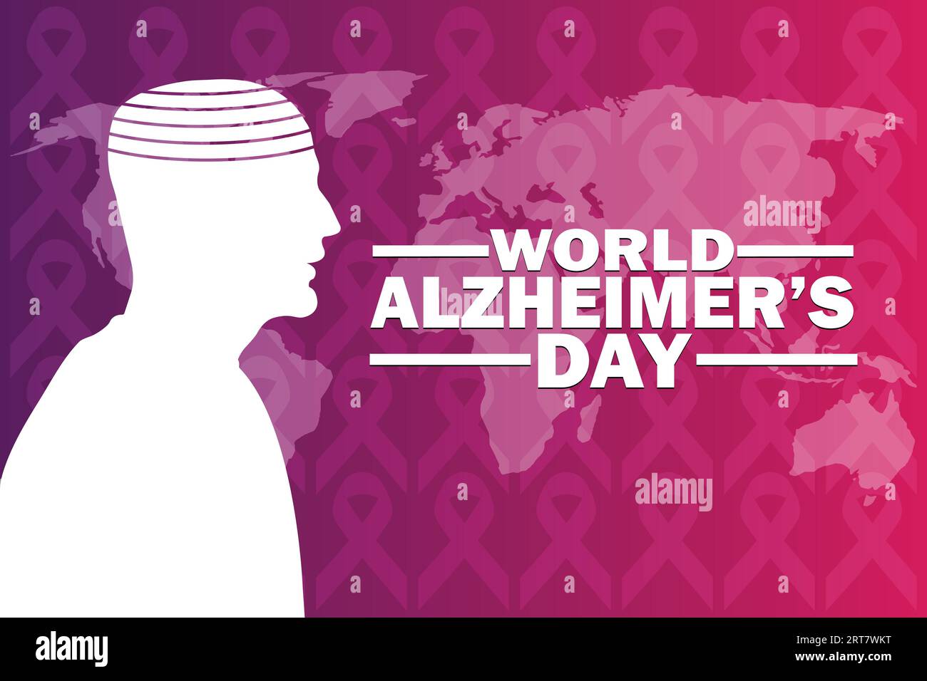 Illustrazione vettoriale della giornata mondiale dell'Alzheimer osservata il 21 settembre. Adatto per biglietti d'auguri, poster e striscioni Illustrazione Vettoriale