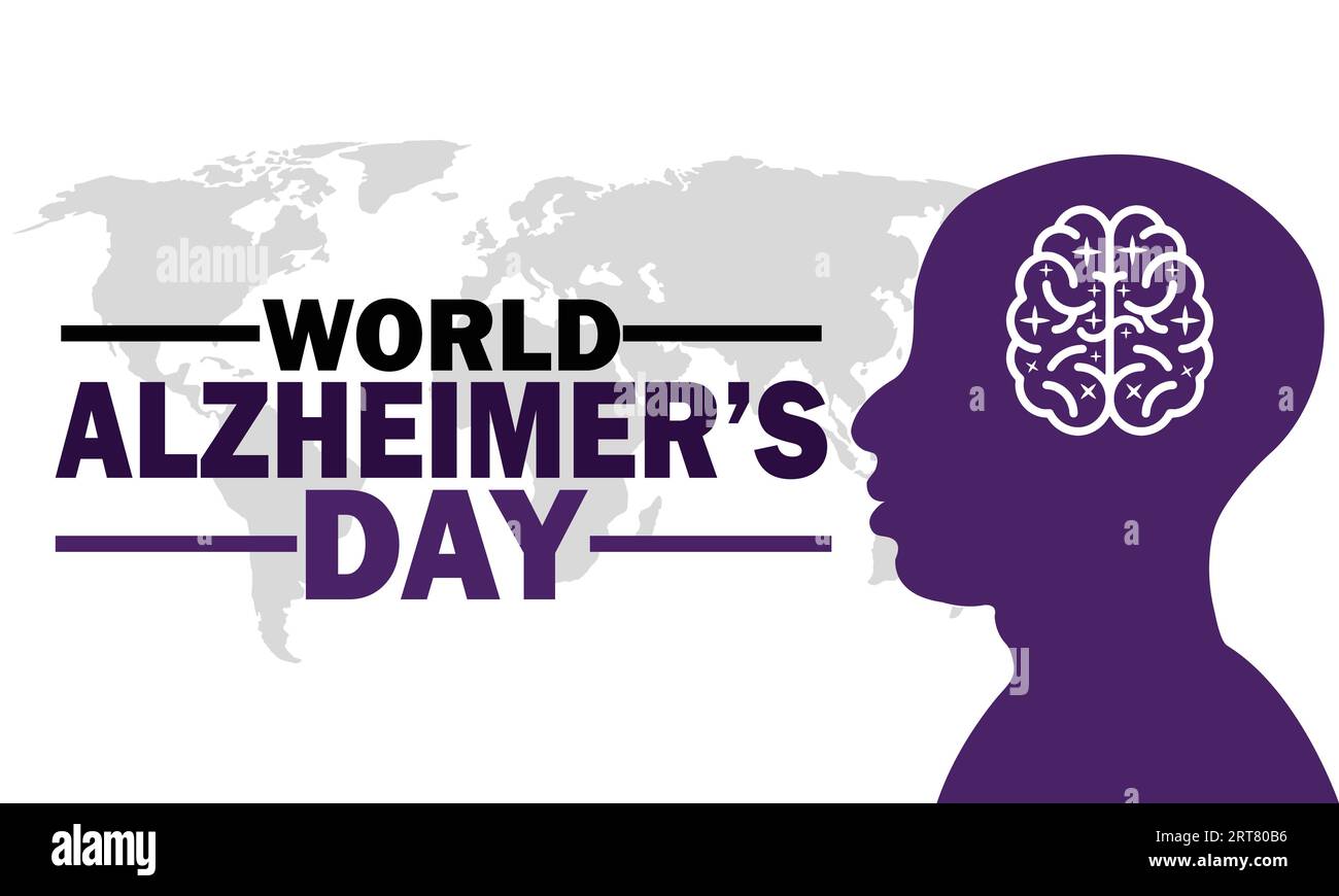 Illustrazione vettoriale del giorno mondiale dell'Alzheimer. Adatto per biglietti d'auguri, poster e striscioni Illustrazione Vettoriale